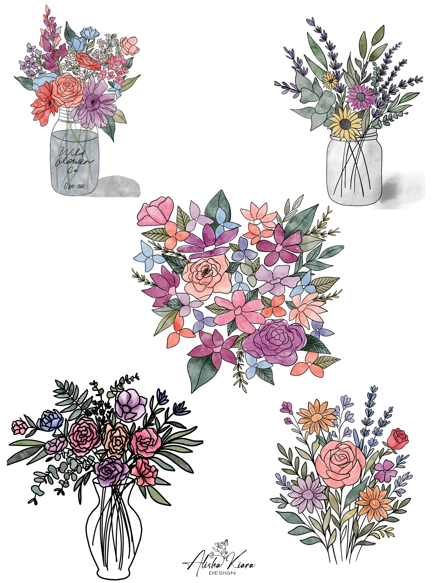 Flourish and Flow Watercolor Art Bundle