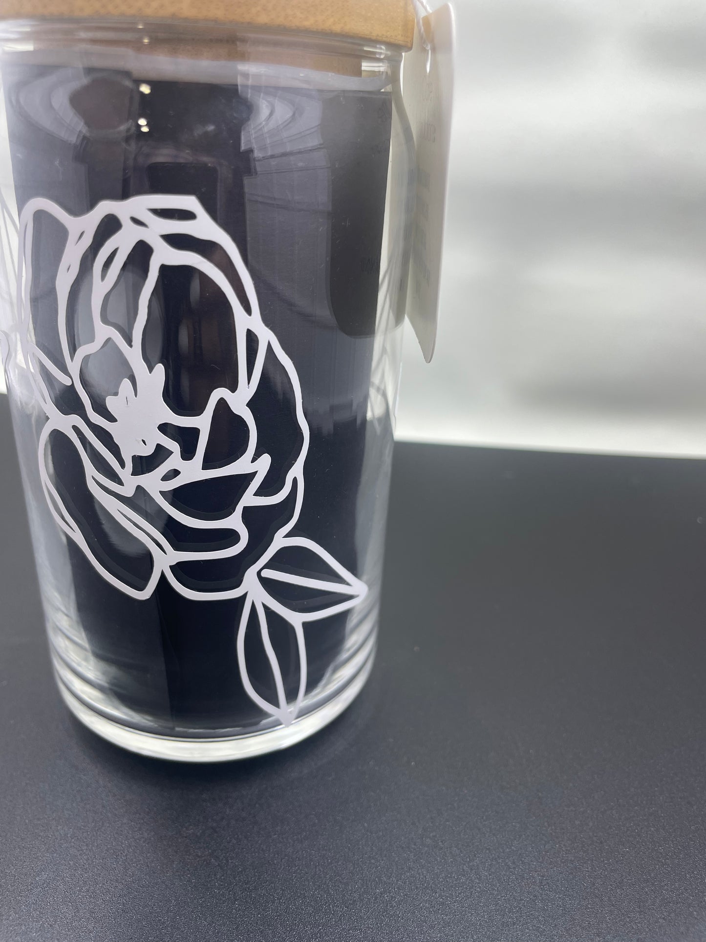 Beer Can Glass with Roses