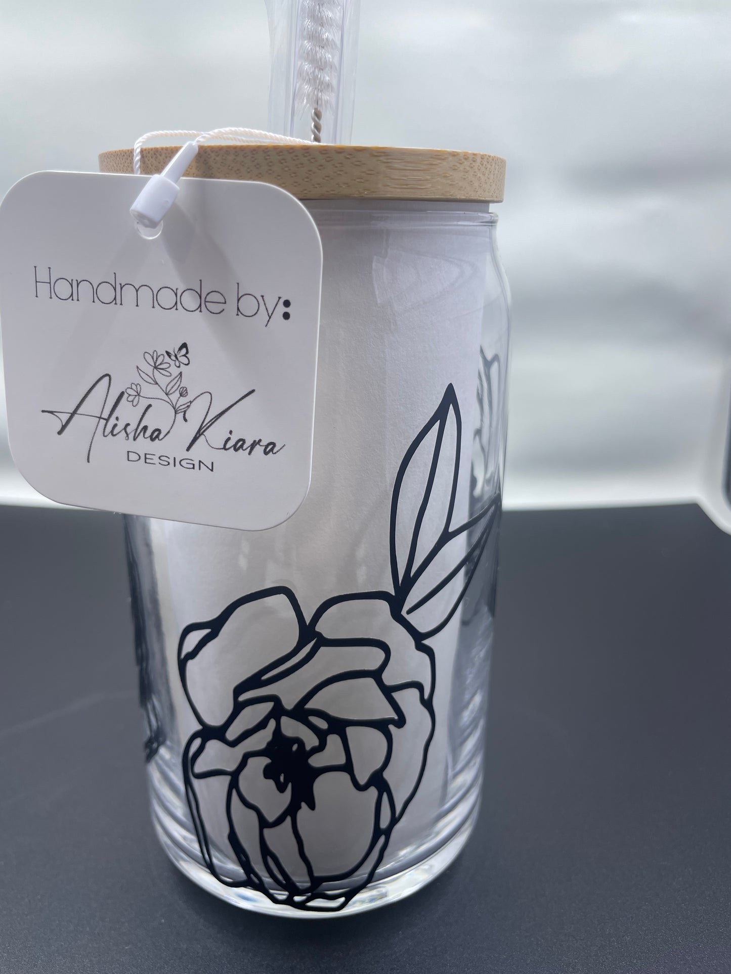 Beer Can Glass with Roses