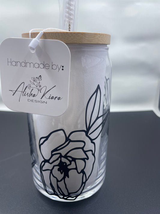 Beer Can Glass with Roses