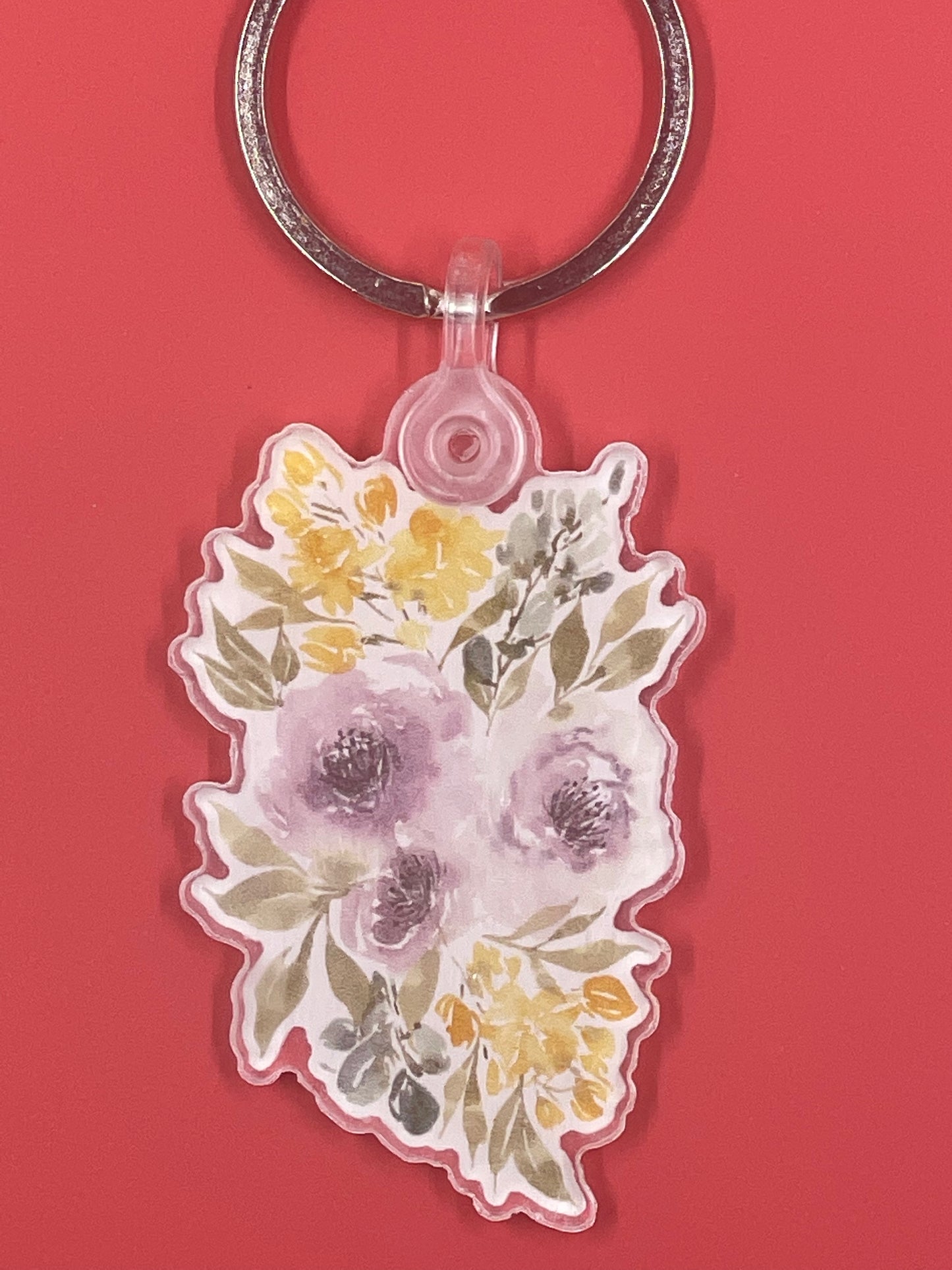 Keychain - Purple Floral Watercolor