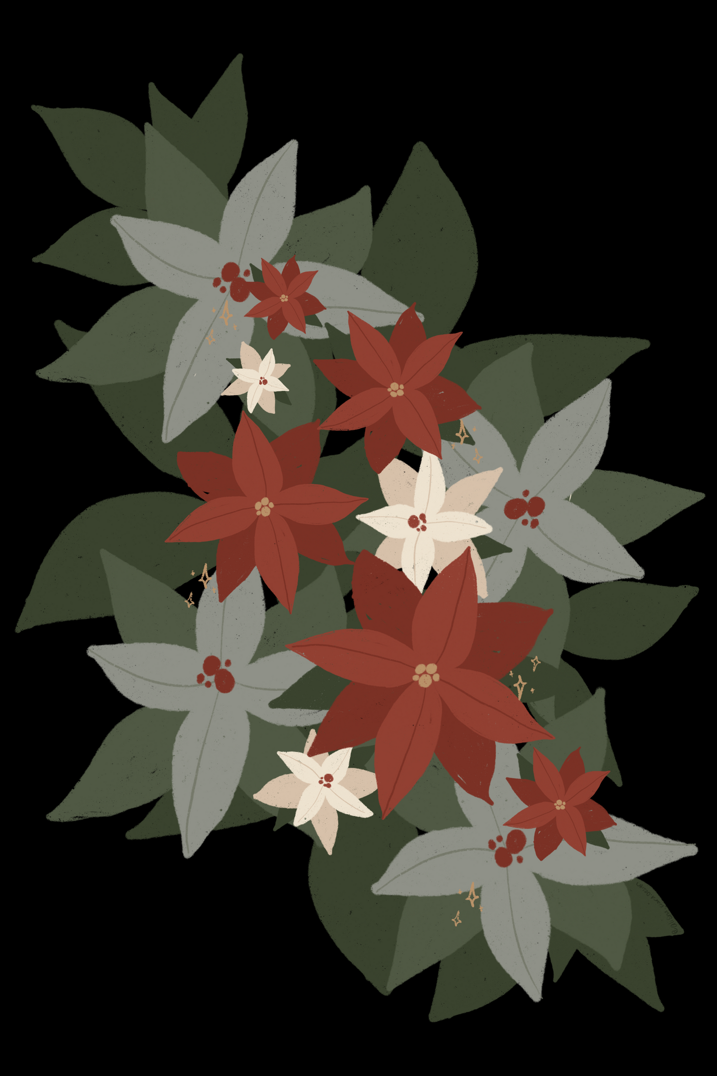 Greeting Card - Ebony Holiday Floral