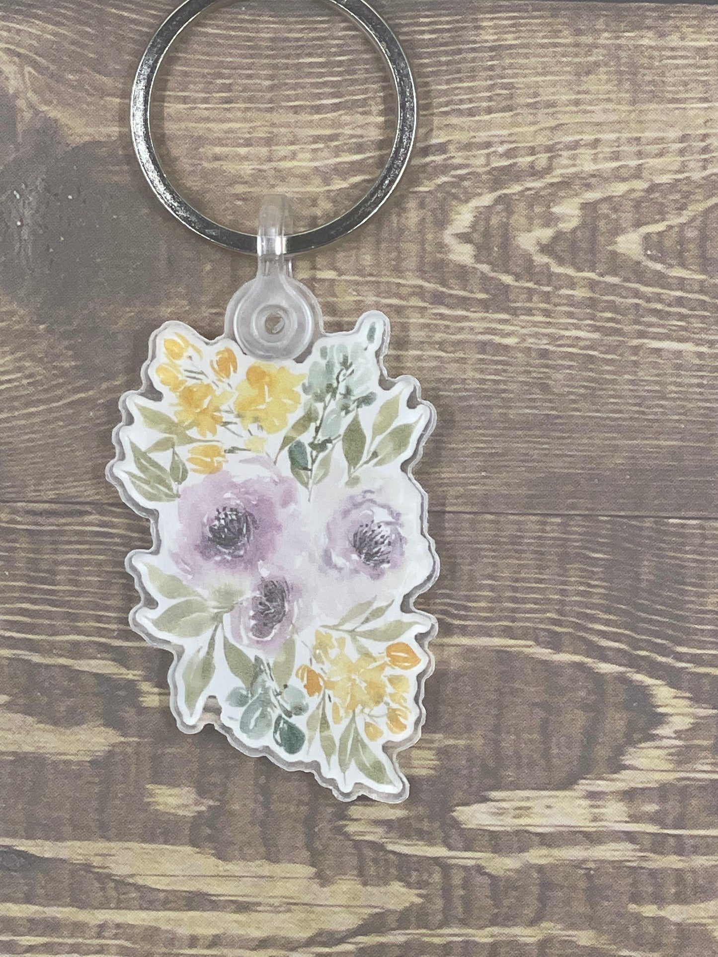 Keychain - Purple Floral Watercolor