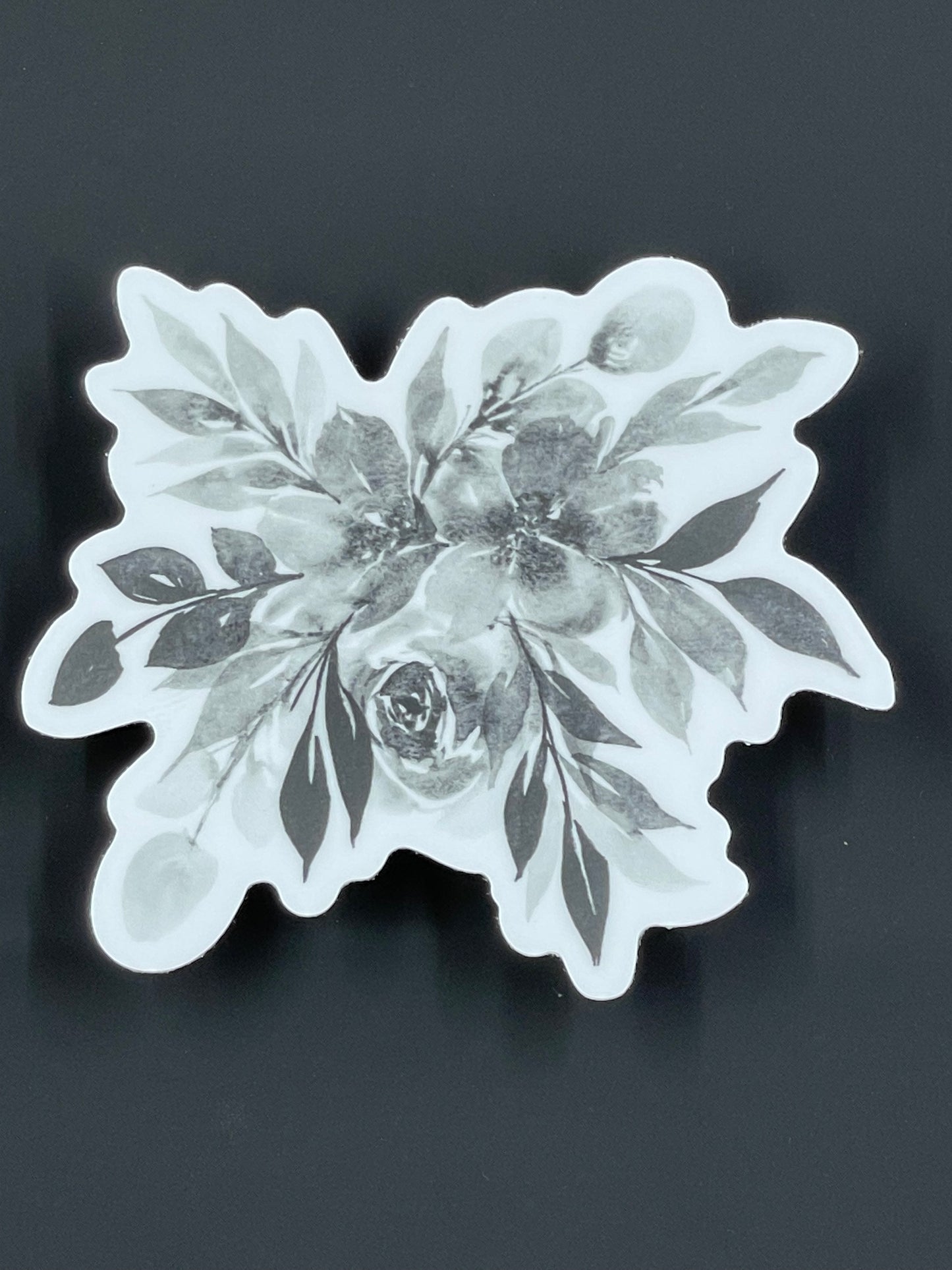 Sticker (Transparent) - Black & White Floral Watercolor
