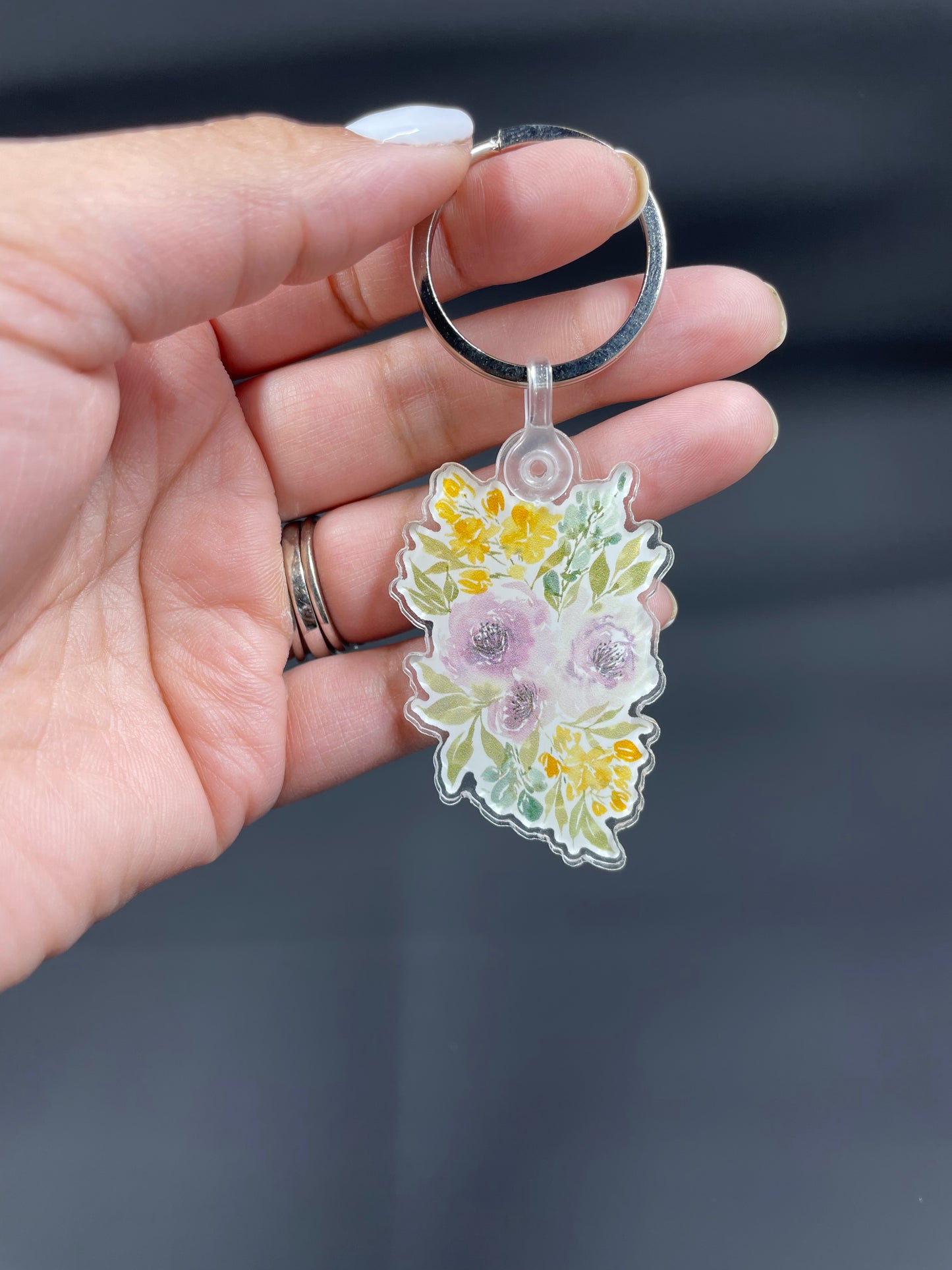Keychain - Purple Floral Watercolor