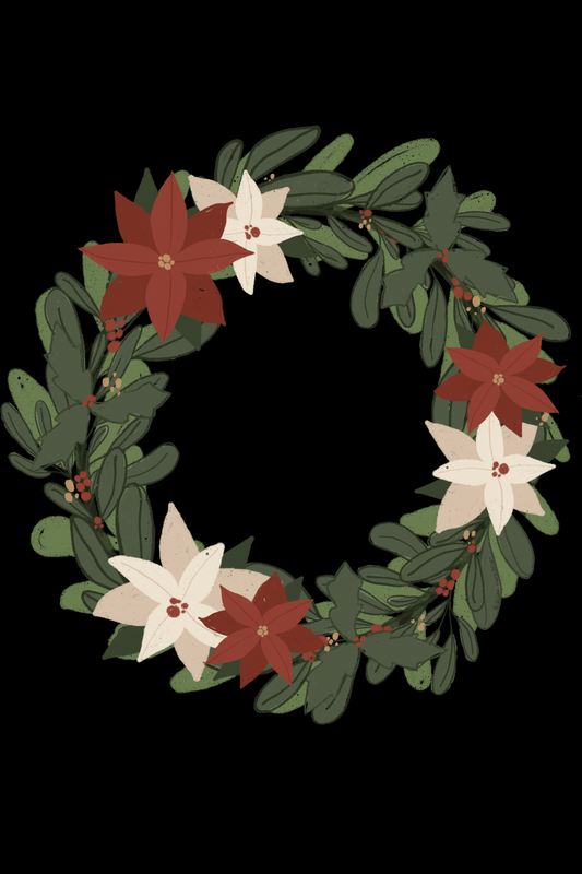 Greeting Card - Ebony Holiday Wreath