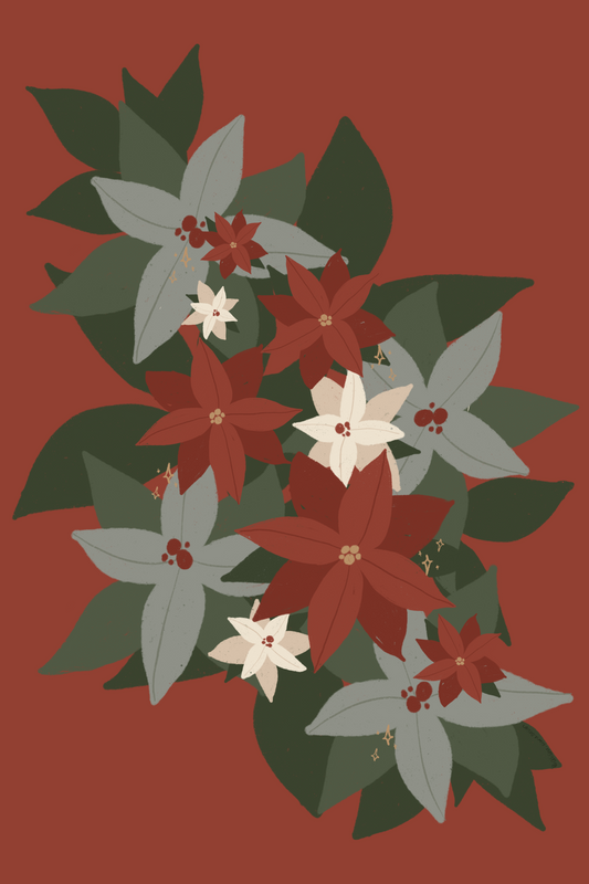 Greeting Card - Red Holiday Floral